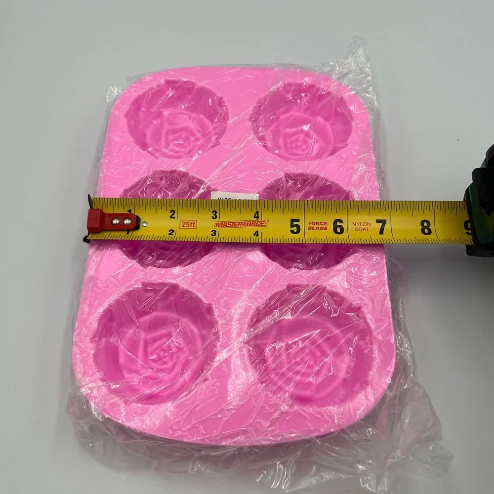 Rose Flower Silicone Molds Set of 2 6 Cavity Pink Baking Soap DIY New